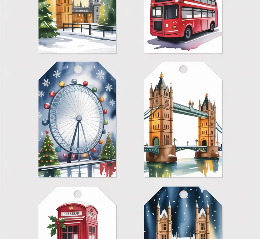 DARMOWE ŚWIĄTECZNE KARTKI I BILECIKI DO PREZENTÓW Z MOTYWAMI LONDYNU